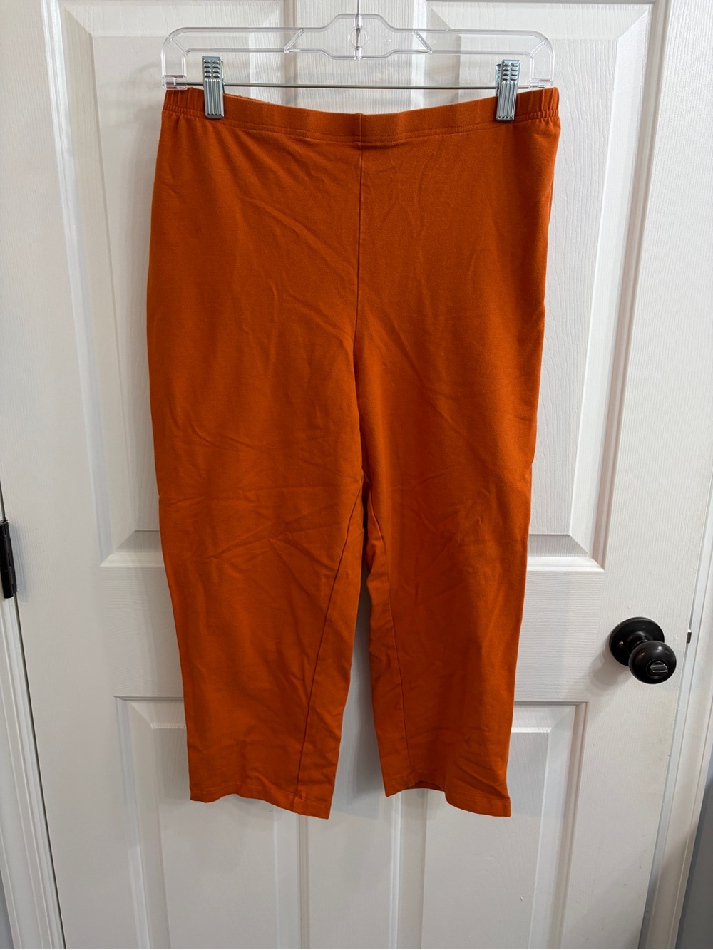 Women with control Orange pull on crop pants